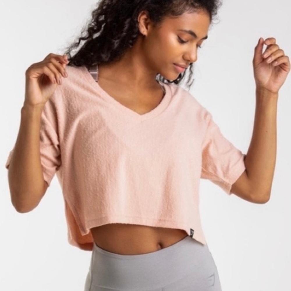 Gymshark Pink Workout Crop Top Shirt W/cutouts Sz S